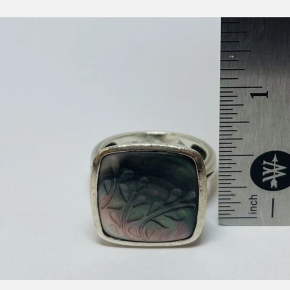 Vintage Silpada Sterling 925 Silver Fern Leaf Lip Shell Ring Sizes 8 - Picture 10 of 13